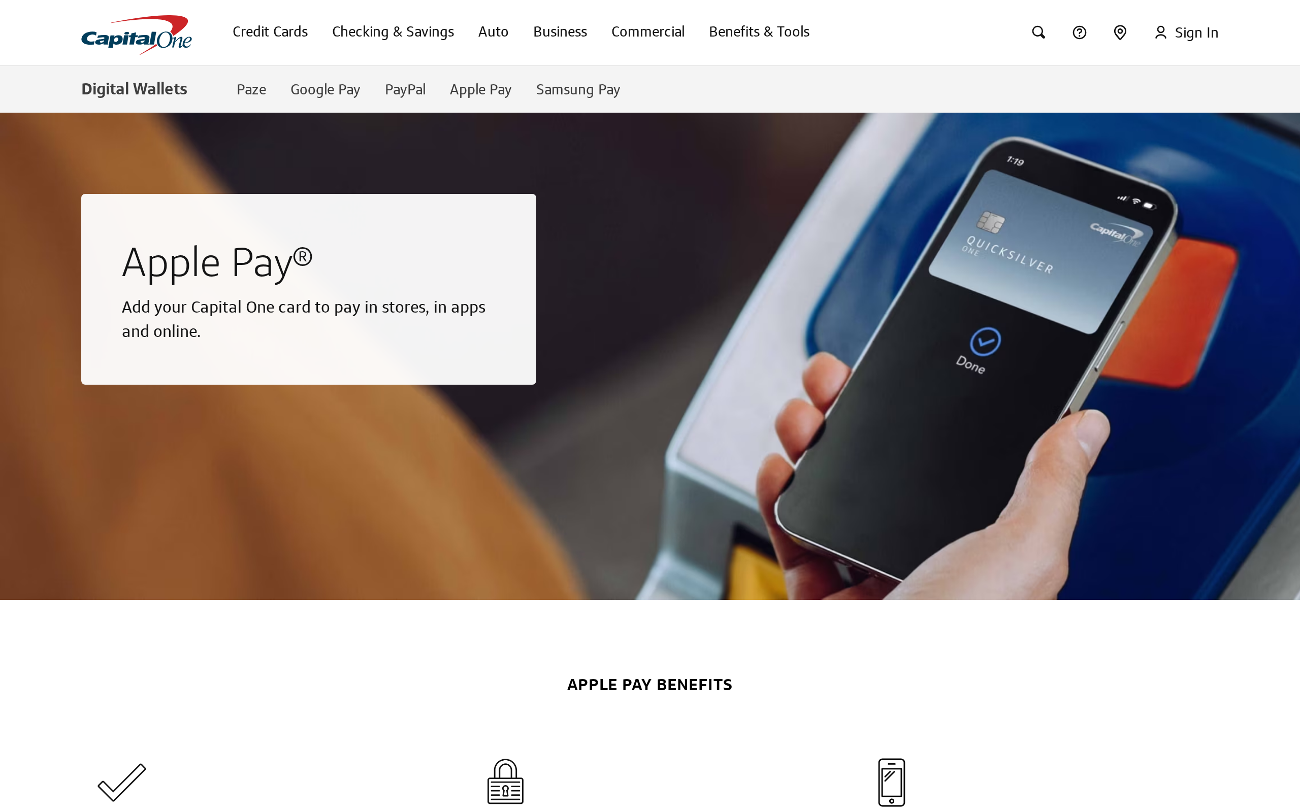 Capital One Apple Pay page screenshot