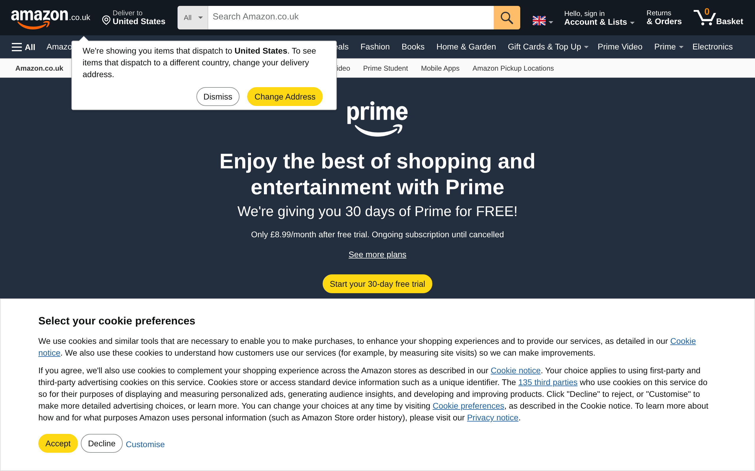 Amazon Prime UK landing page screenshot