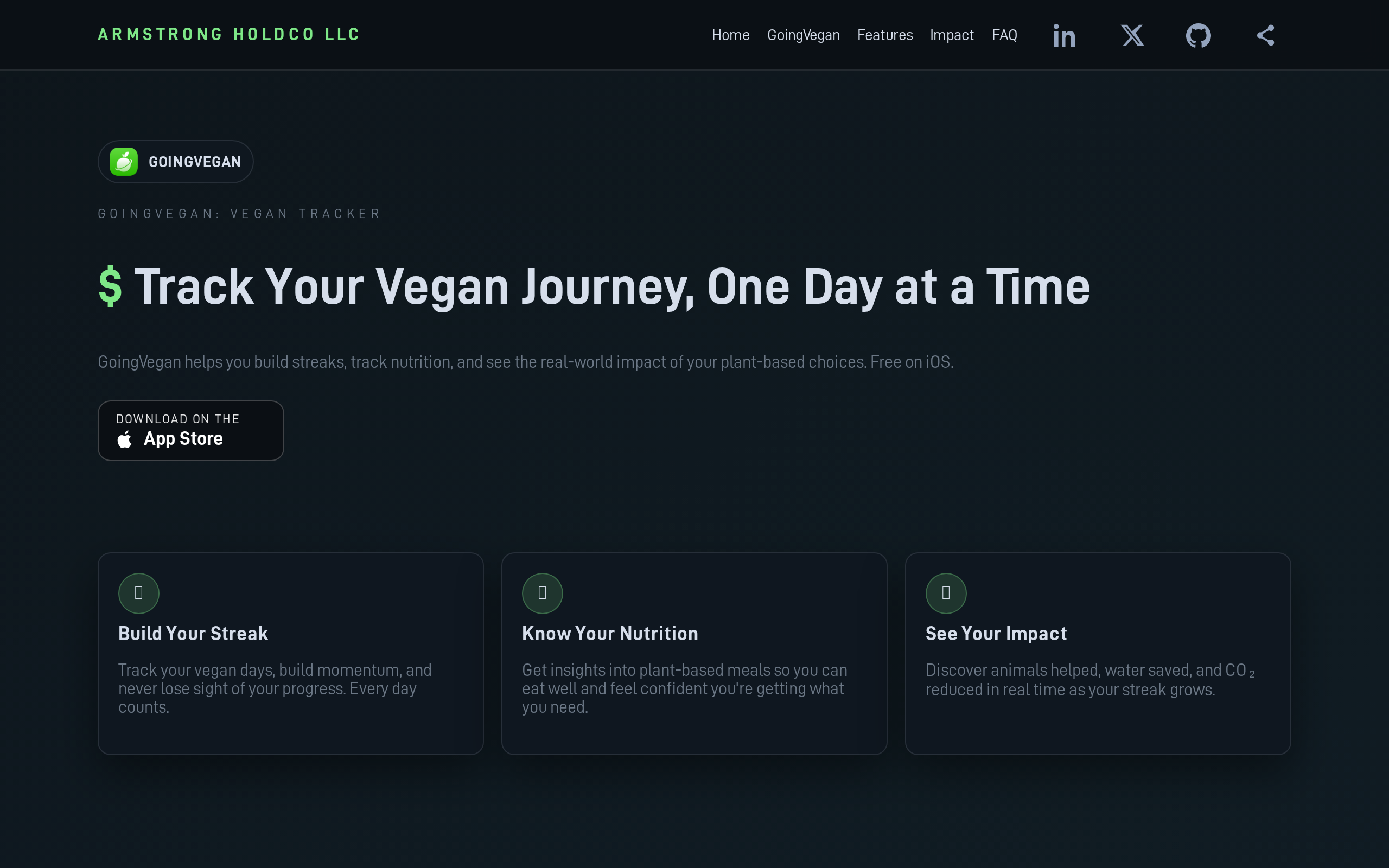 GoingVegan landing page screenshot